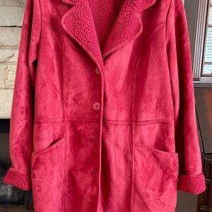 Denim&Co Vibrant Red Teddy Jacket